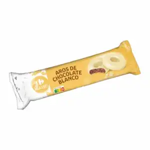 Aros de chocolate blanco Carrefour 150 g.