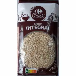 Arroz redondo integral Carrefour 1 kg.