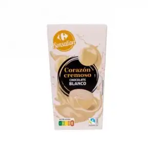 Bombón de galleta bañado en chocolate blanco y corazón cremoso Carrefour Sensation 180 g.