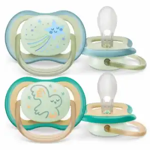 Chupete anatómico de silicona niño 0-6m Ultra Air Nighttime Philips Avent 2 ud.