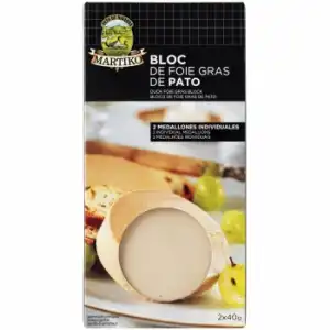 Foie gras de pato Martiko sin gluten pack de 2 unidades de 40 g.