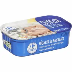 Hígado de bacalao ahumado Carrefour 121 g.