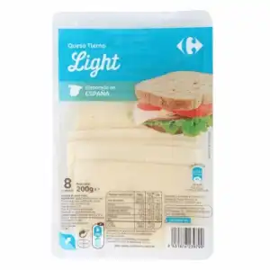 Queso en loncha tierno light Carrefour 200 g.