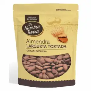 Almendra largeta tostada De Nuestra Tierra doy pack 120 g.