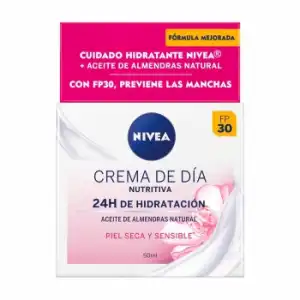 Crema facial de día nutritiva 24H hidratación FP30 para piel seca y sensible Nivea 50 ml.