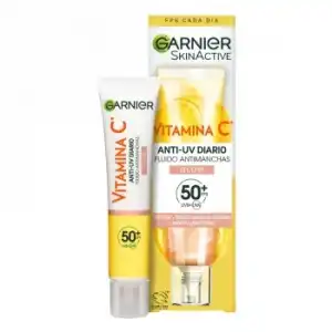 Fluido facial Anti-UV diario Vitamina C SPF50+ Garnier Skin Active 40 ml.
