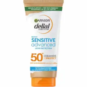 Leche protectora solar SPF50+ Sensitive Advanced Garnier Delial 175 ml.