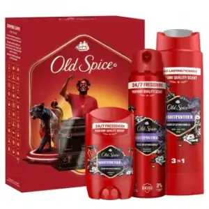 Pack Old Spice Nightpanther: Desodorante stick 50 ml, desodorante spray 150 ml y gel de ducha 3 en 1 250 ml.