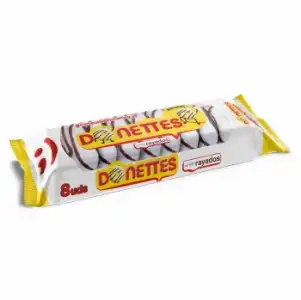 Bollito recubierto de chocolate blanco rayado Donettes 8 ud.