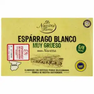 Esparrago blaco muy grueso de Navarra De Nuestra Tierra 220 g.