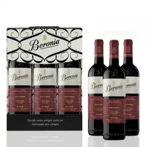 Estuche con 3 botellas de vino tinto crianza Beronia D.O.Ca Rioja 75 cl.