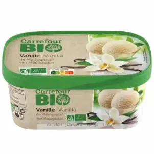 Helado de vainilla de Madagascar ecológico Carrefour Bio 450 g.