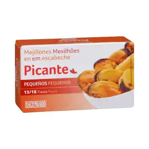 Mejillones picantes en escabeche Hacendado pequeños Lata 0.111 kg