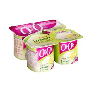 Yogur sabor limón Hacendado 0% m.g 0% sin azúcares añadidos 4 ud. X 0.125 kg