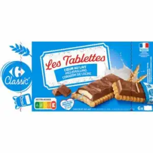 Barritas de chocolate rellenas de leche Carrefour Classic' 125 g.