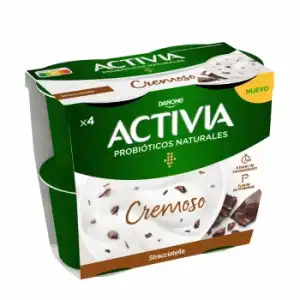 Bífidos cremoso stracciatella Danone Activia sin gluten pack de 4 unidades de 115 g.