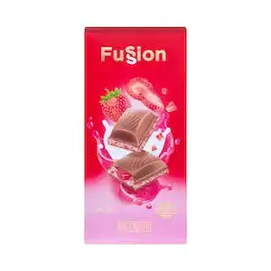 Chocolate con leche Fussion Hacendado relleno crema de fresa Tableta 0.11 kg