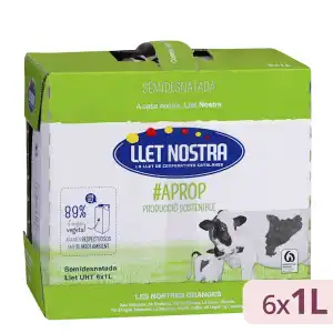 Leche semidesnatada Llet Nostra 6 bricks X 1 L