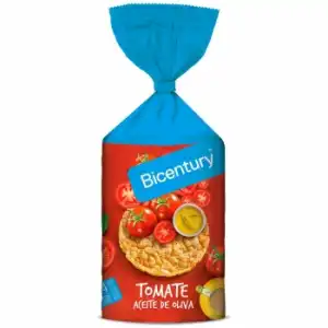 Tortitas de maíz con tomate y aceite de oliva Bicentury 124 g.