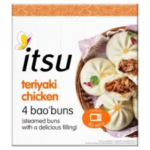 Bao buns de pollo teriyaki Itsu 180 g.