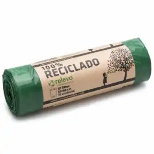 Bolsa de Basura 100% Reciclado RELEVO 30 l 15 ud - Verde