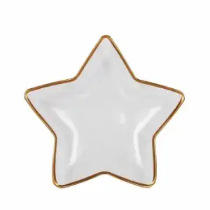 Plato Estrella de Vidrio Filo Oro ALFARES 23,5 cm