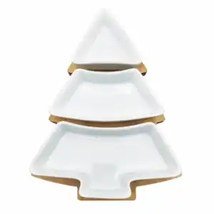 Set de 3 Platos Aperitivo Árbol de Navidad Porcelana CARREFOUR HOME