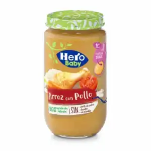 Tarrito de arroz con pollo desde 6 meses Hero Baby sin gluten sin aceite de palma 235 g.