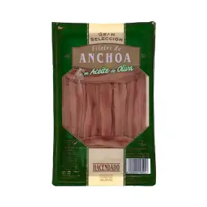 Filetes de anchoa en aceite de oliva Hacendado Bandeja 0.14 kg