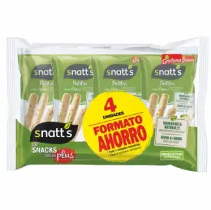 Palitos con pipas Snatt's Grefusa sin aceite de palma pack de 4 unidades de 40 g.