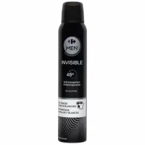 Desodorante en spray invisible protección 48h antitranspirante antimanchas 0% alcohol Carrefour Men 200 ml.