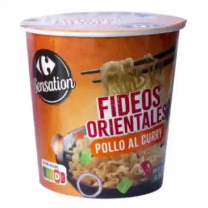 Fideos orientales de pollo al curry Sensation Carrefour 65 g.