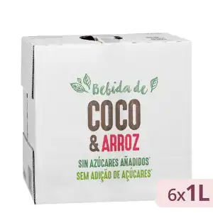 Bebida de coco y arroz sin azúcares añadidos Hacendado 6 bricks X 1 L