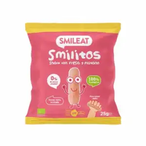 Gusanitos con fresa y plátano ecológicos Smileat sin gluten 25 g.