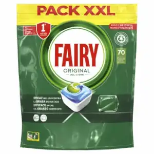 Lavavajillas a máquina pastillas Original Todo En Uno Fairy 70 ud.