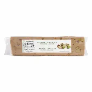 Turrón cremoso de almendra con pistachos a la sal Vicens 300 g.