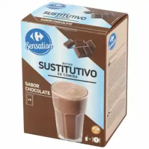 Batido sustitutivo sabor chocolate Sensation Carrefour sin gluten pack de 6 unidades de 42 g.