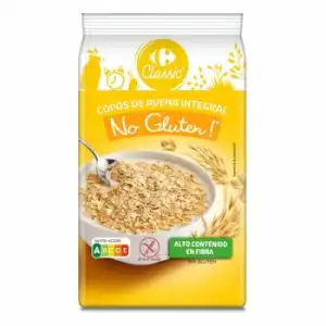 Copos de avena integral No Gluten Carrefour Classic sin gluten 500 g.