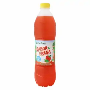 Refresco Carrefour sabor fresa con gas botella 1,5 l.