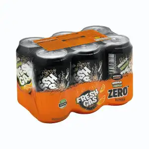 Refresco de naranja Hacendado zero fresh gas 6 latas X 330 ml