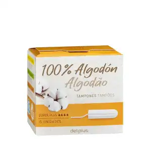 Tampones super plus Deliplus 100% algodón Caja 15 ud