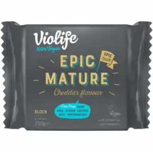 Bloque vegano sabor cheddar Epic Mature Violife sin gluten sin lactosa 200 g.