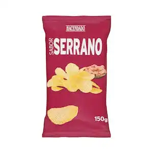 Patatas fritas onduladas Hacendado sabor jamón serrano Paquete 0.15 kg