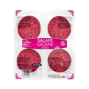 Salami extra Hacendado lonchas 4 paquetes X 0.06 kg