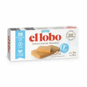 Turrón crema de almendras El Lobo sin gluten, sin lactosa y sin azúcar añadido 200 g.