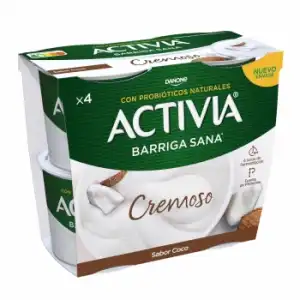 Bífidus cremoso de coco Danone Activia pack de 4 unidades de 115 g.