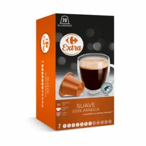 Café suave en cápsulas Carrefour Extra compatible con Nespresso Original 20 ud.