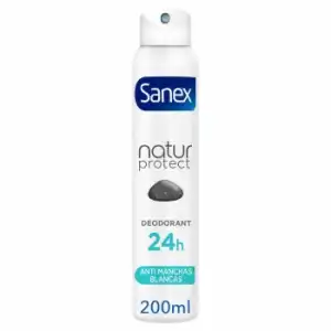 Desodorante en spray 24h anti-manchas blancas con piedra de alumbre Natur Protect Sanex 200 ml.