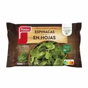 Espinacas en hojas ultracongelada Findus 400 g.