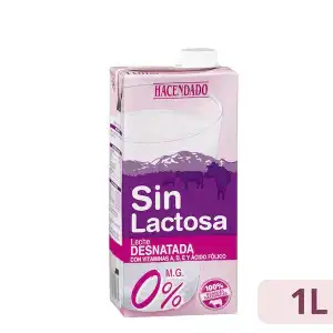 Leche desnatada sin lactosa Hacendado Brick 1 L